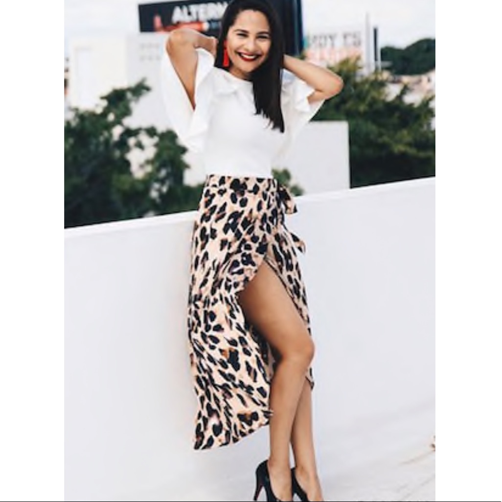 Asymmetrical Leopard Print Skirt